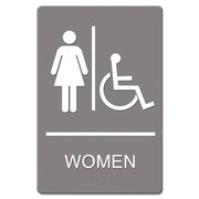 Headline Sign ADA Sign, Women Restroom Wheelchair Accessible Symbol, Plastic, 6 x 9 4814